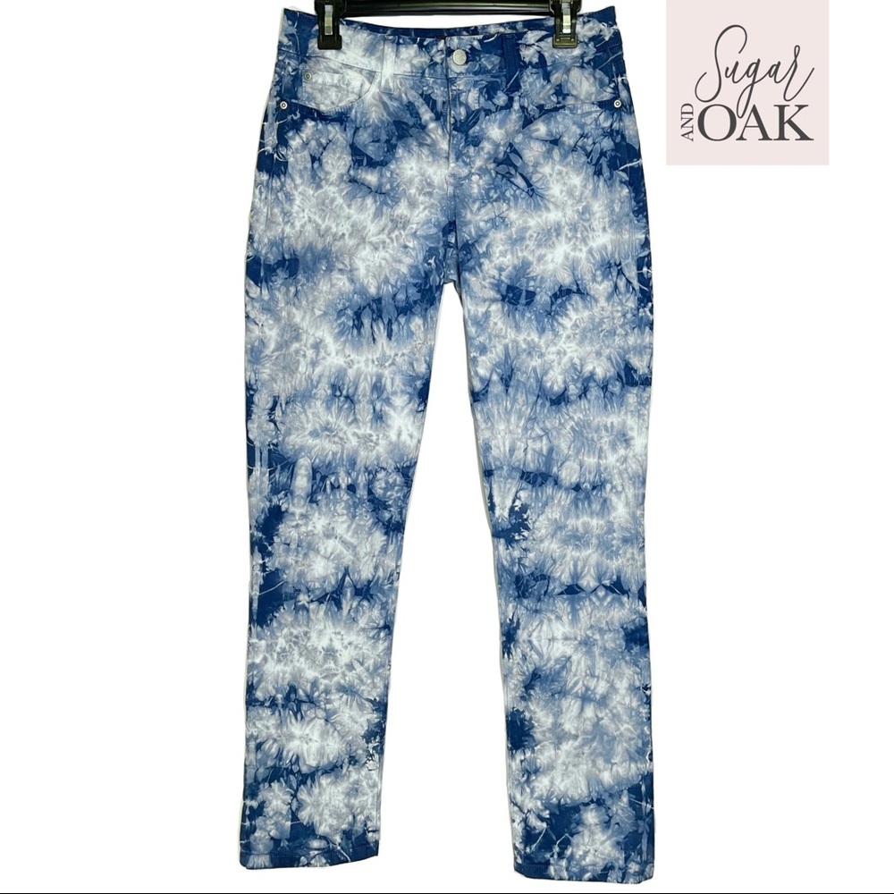NYDJ Tie Die White & Blue Skinny Jeans Sz 4